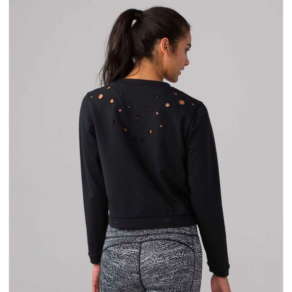 Lululemon women's space crew eyelet black size 4 - Picture 1 of 5